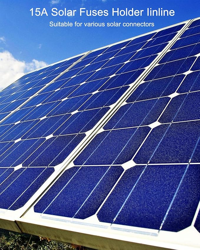 15A Multi-Contact Solar Fuses Holder Inline PV Inline Fuse Holders 15A for All Solar Connectors and Solar Panel IP67 Waterproof Fuse Connector Solar Surge Protection Device 5 Pack