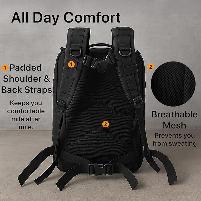 WESTEND 30L Tactical Backpack for Men – Military Assault Pack with MOLLE System Heavy Duty Bug Out Bag for Outdoor Activity