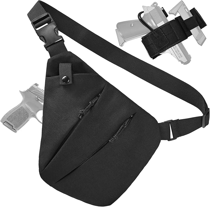 CCW Sling Bag for Concealed Carry Tactical Crossbody Sling Bag with Quick Access Compartment Low Profile Shoulder Chest Bag for Men &amp Women