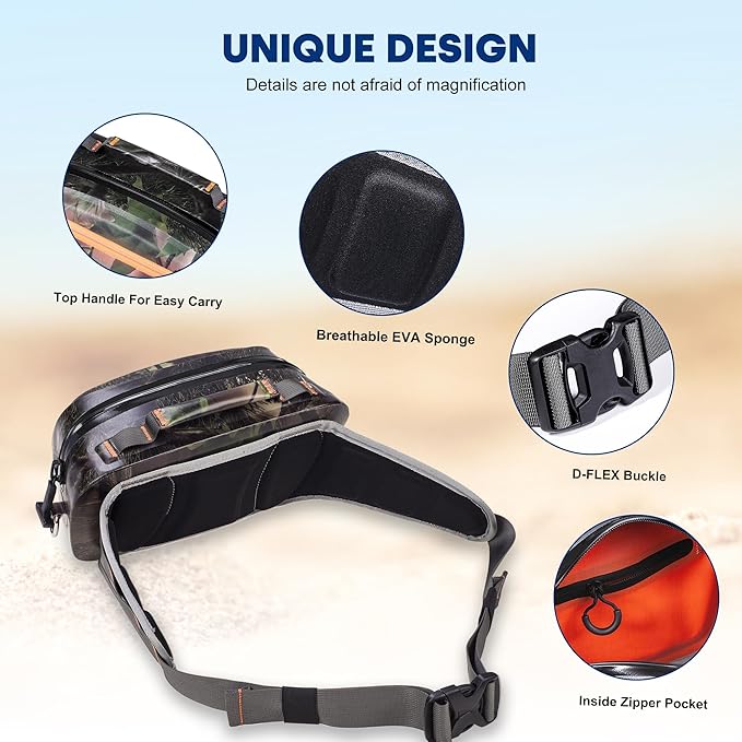 WILD HEART Airtight Waterproof Waist Bag Luya Bag 3D Dimension Shape Case 3.6L TPU Material for Outdoor Kayaking Rafting Boating Swimming Camping Hiking Beach Fishing (Army Green)