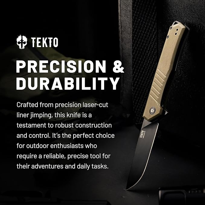 F1 Alpha Folding Pocket Knife - Modified Straight Back Blade Titanium Coated D2 Steel Ideal for Outdoor Camping and Backpacking Tactical G10 OD Green Handle Black Titanium Accents