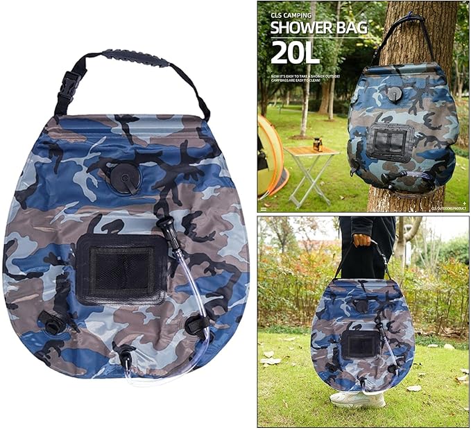 20L Weight Camp Shower Bag with Water Thermometer Rotating Nozzle Leak-Proof Design |Portable Outdoor Camping Solar Shower Climbing Beach Swimming|Hiking Hunting Traveling Heated