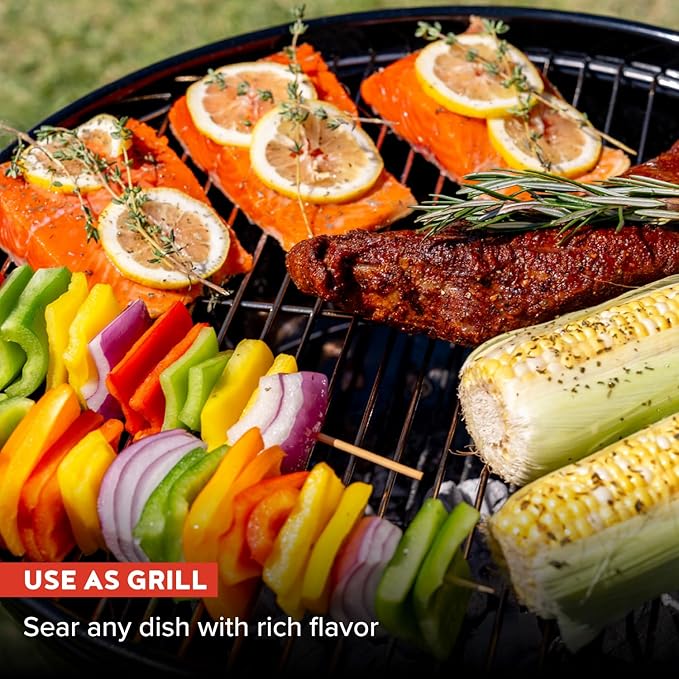 Megamaster Vertical 18 Inch Charcoal BBQ Smoker 4-in-1 Portable Outdoor Grill with Adjustable Air Vent 600 SQ. In Cooking Area Built-in Temperature Gauge BBQ Grill for Camping Picnics - 810-36014