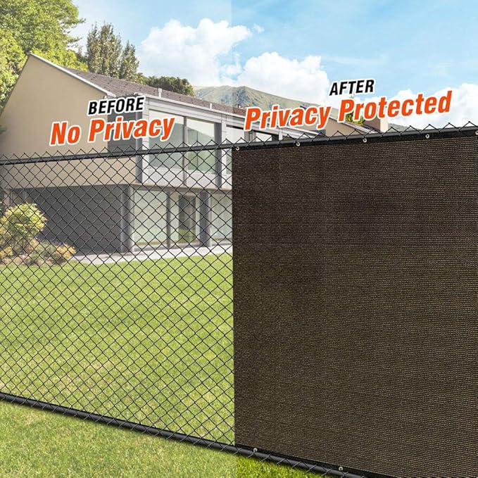iCover 6x25ft Privacy Screen Fence Outdoor Fencing Panels Garden Windscreen Mesh Shade Sail Net Barrier Include Reinforced Bindings and Brass Grommets Cable Zip Ties Brown