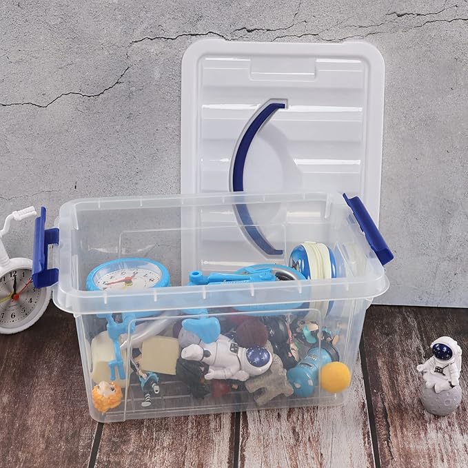 Kiddream 7 Quart Clear Plastic Box Bins 6-pack Small Storage Bins with Lids