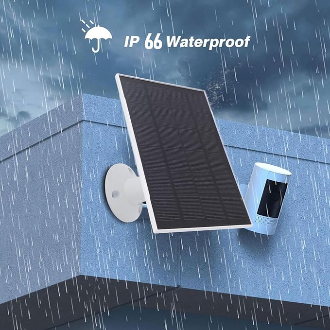 Generic 8W Solar Panel for Bird Feeder Camera Type C Solar Panel Charger 360° Swivel Bracket for Rechargeable Battery Bird Feeder Security Doorbell Camera (White)
