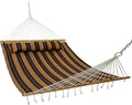 Sunnydaze Quilted Outdoor Hammock with Spreader Bars - Heavy-Duty 450-Pound Capacity Double Hammock for Outside - Woodland Stripe