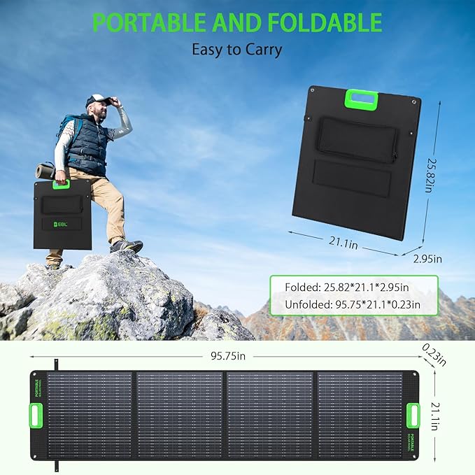 EBL 2400W Portable Power Station with 2x200W Solar Panels (Ship Separately) 1843Wh Home Backup BatteryLiFePO4Solar GeneratorPure Sine Wave For Outdoor Camping RV Travel Off-grid Home Emergency