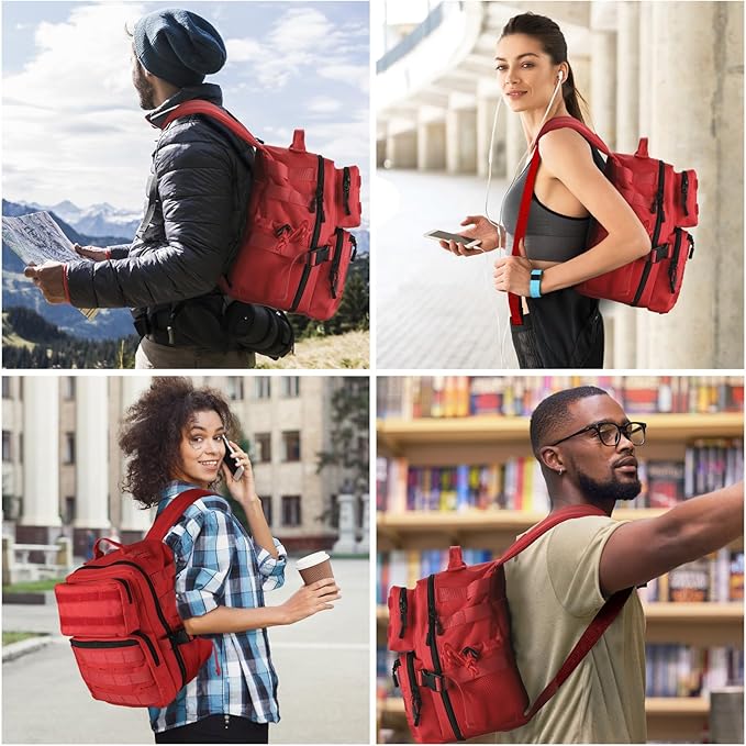 9L Mini Tactical Backpack for Men WomenSmall Military Tactical Backpack for SportGymHikingTravelCamping(Red)