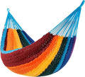 Lazy Daze Hammocks Handwoven Mayan Hammock 10.5 FT Soft Rope Double Hammocks Portable Outdoor Hammock with Carry Bag 2 Straps &amp Carabiners for Patio Outside 550 lbs Weight Capacity Rainbow