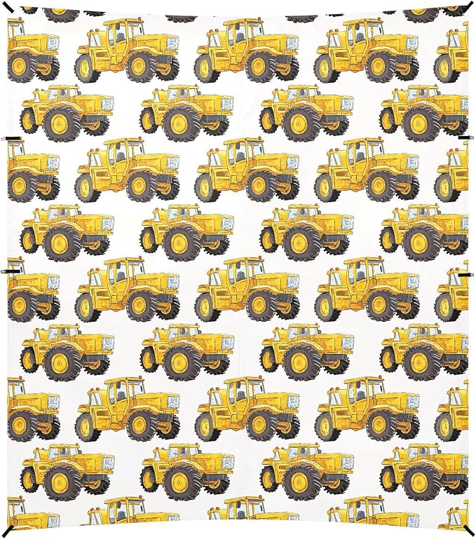 ALAZA Yellow Truck Beach Tent Sun Shelter UPF50+ Protection Beach Shade Canopy w/ 4 Sandbags for Outdoor Camping Fishing Backyard Fun Picnic 10x9 ft