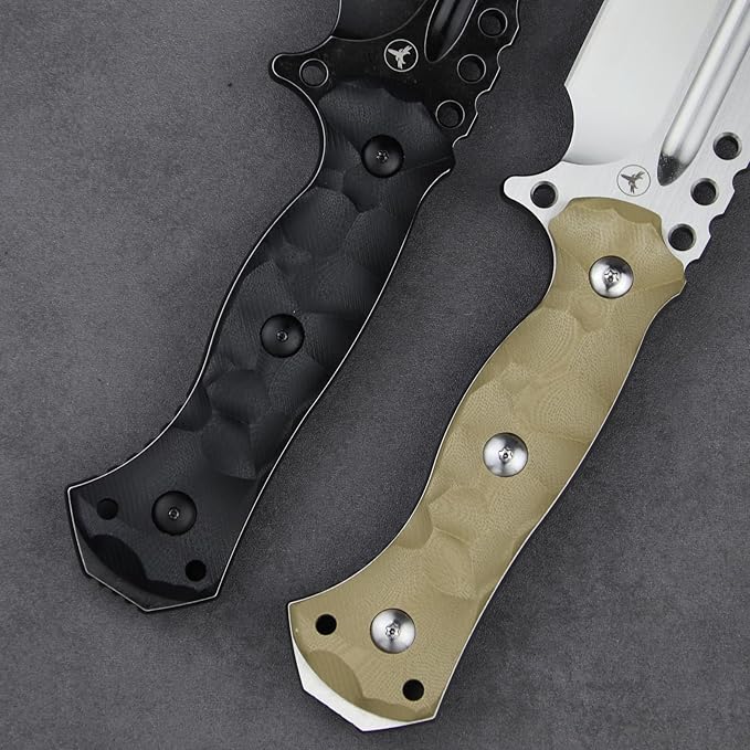 LENGREN【Chief 12.6 Inches THK Full Tang Drop Tactical Fixed Blade Knife Sleipner Steel G10 Handle Kydex Sheath for CampingHikingHuntingFishing (White)