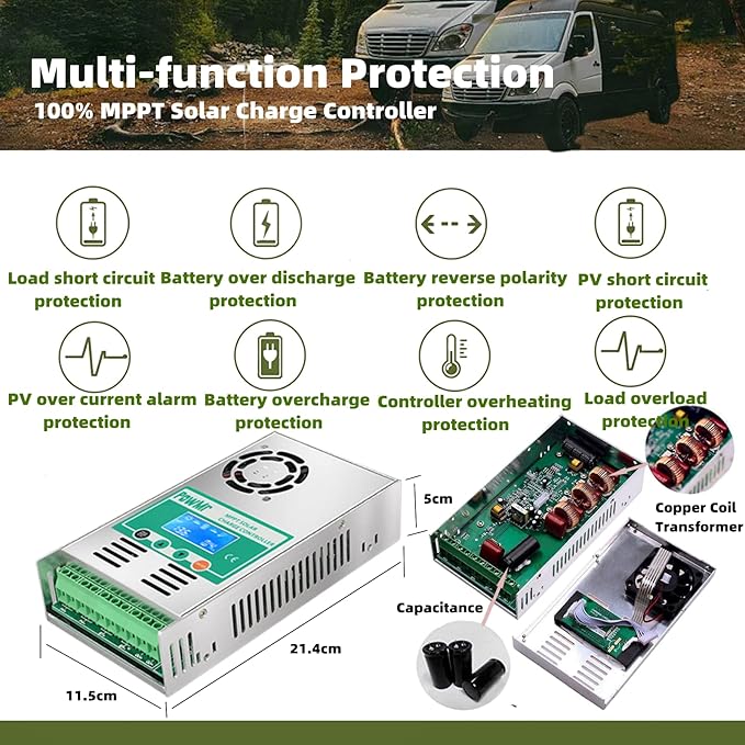 PowMr MPPT Solar Charge Controller 60 amp 48V 36V 24V 12V Auto - Max 160VDC Input LCD Backlight Solar Charge Controller for Vented Sealed Gel NiCd Lithium Battery【Software Update Version】