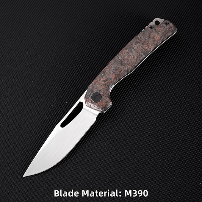 Pocket Knife 3.5 M390 Blade Folding Knife Hunting Knife Survival Knife with Pocket Clip EDC Knives for Hunting Camping Survival Outdoor Fishing Hiking (Copper&ampGrey)