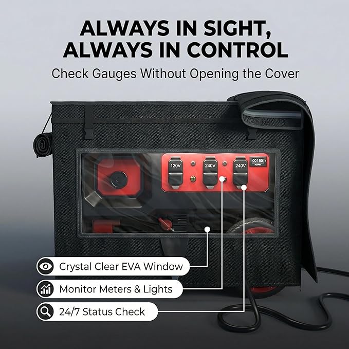 Generator Covers Generator Covers While Running 32X24X24 inches Top Can be Opened With Tool Bag and Visual Operation Window Suitable for 3000W-12000W Frame Generator Black.