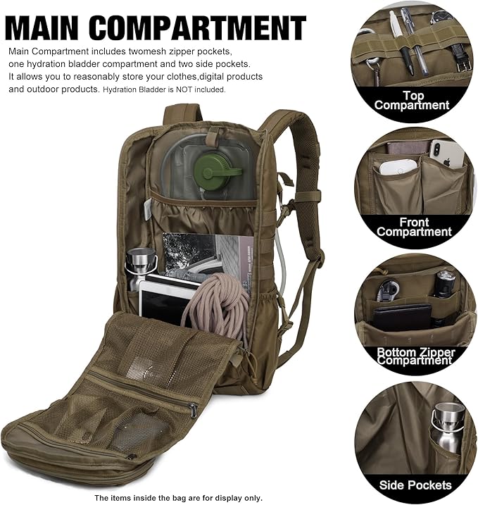 Mardingtop Tactical Backpacks Molle Hiking daypacks for Motorcycle Camping Hiking Military Traveling25L Backpack