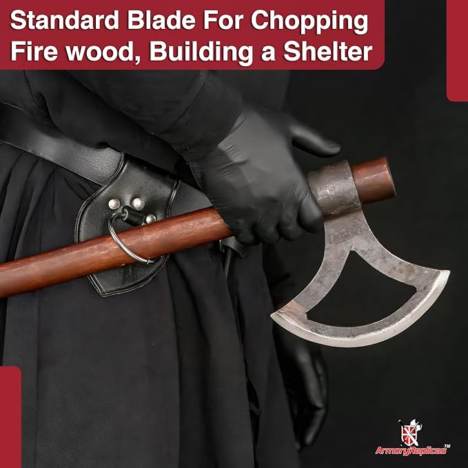 Armory Replicas™ Viking Battle Axe with Carbon Steel Blade Weathered Finish &amp Sheesham Heart Wood Handle - 24 Inches
