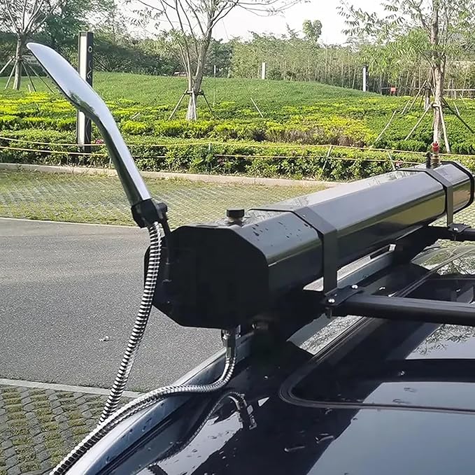 Roof Rack Water Storage Portable Shower for Camping with 5.58-Foot Hose Self-pressurizing Design for Hiking Travel Cars and Pets 30L