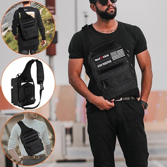 bvya Tactical Sling Bag Backpack Military Rover Shoulder Sling Pack Small EDC Crossbody Chest Bag for Men 10L