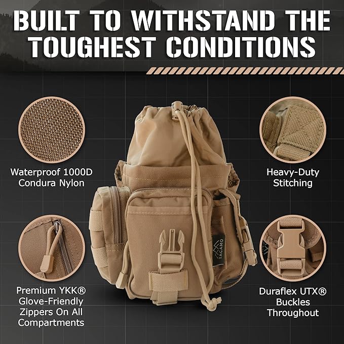 TACAMO® 10L Tactical Drop Leg Bag for Men Waterproof Thigh Bag Hip Leg Pouch