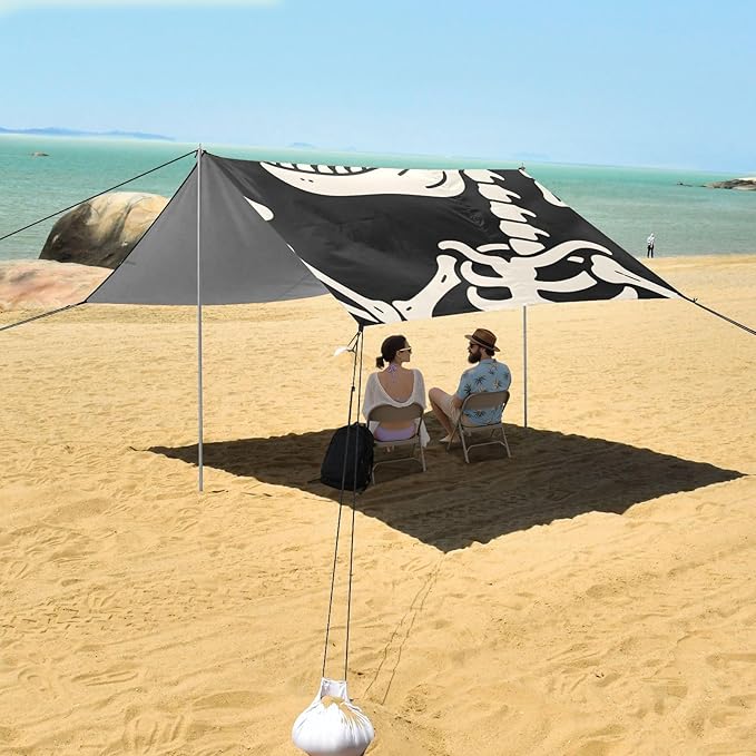 ALAZA Skull Beach Tent Sun Shelter Portable Canopy Sunshade for Outdoor Camping Picnics Backyard Fun 10x9 ft
