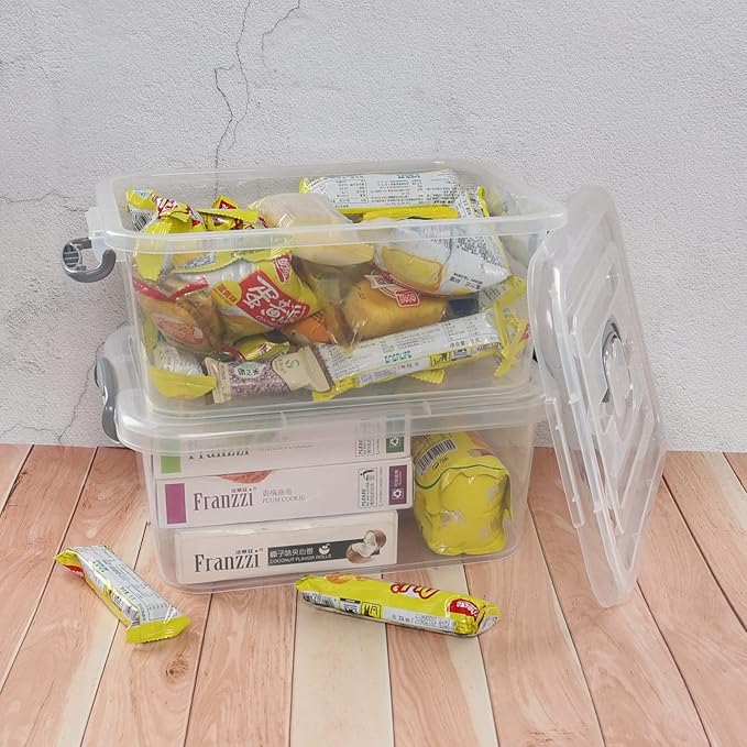8 L Plastic Clear Storage Box 2-Pack Storage Latch Box with Lid
