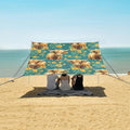 ALAZA Highland Cattle Chrysanthemum Pattern Beach Tent Sun Shelter Portable Canopy Sunshade for Outdoor Camping Picnics Backyard Fun 10x9 ft