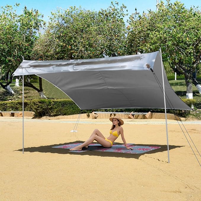 ALAZA Dog Beach Tent Sun Shelter UPF50+ Protection Beach Shade Canopy w/ 4 Sandbags for Outdoor Camping Fishing Backyard Fun Picnic 10x9 ft