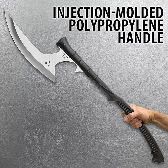 Honshu Thrusting Axe | 12 7Cr13 Stainless Steel Blade | Weight-Reducing Through-Holes | Injection-Molded Handle | Well-Balanced Construction | Includes Premium Leather Sheath | Overall 35 1/4