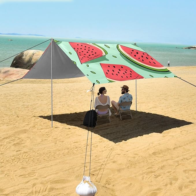 ALAZA Watermelon Slices with Seeds Beach Tent Sun Shelter Portable Canopy Sunshade for Outdoor Camping Picnics Backyard Fun 10x9 ft