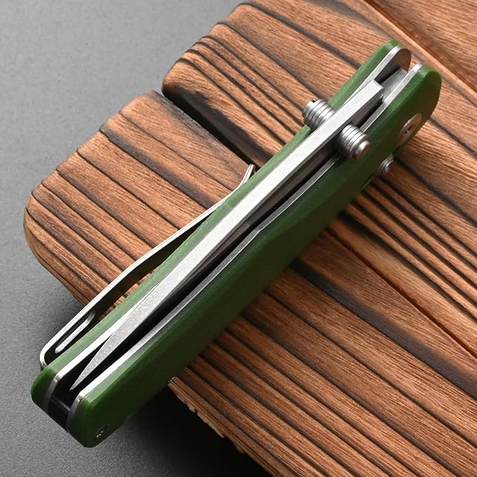 FF22 Folding Pocket Knife VG10 Steel Blade G10 Handle Full Tang Knife for Outdoor Camping Hunting Hiking Survival (Green)