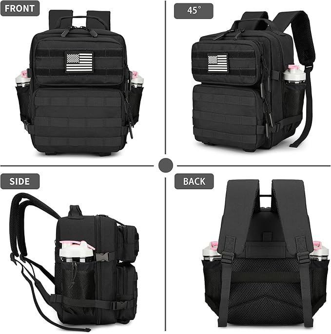 45L/25L/9L Tactical Backpack for Men and Women Military Heavy Duty Molle Backpack Army Assault Pack Travel Camping Gym Work Rucksack Daypack (Black Mini 9L)
