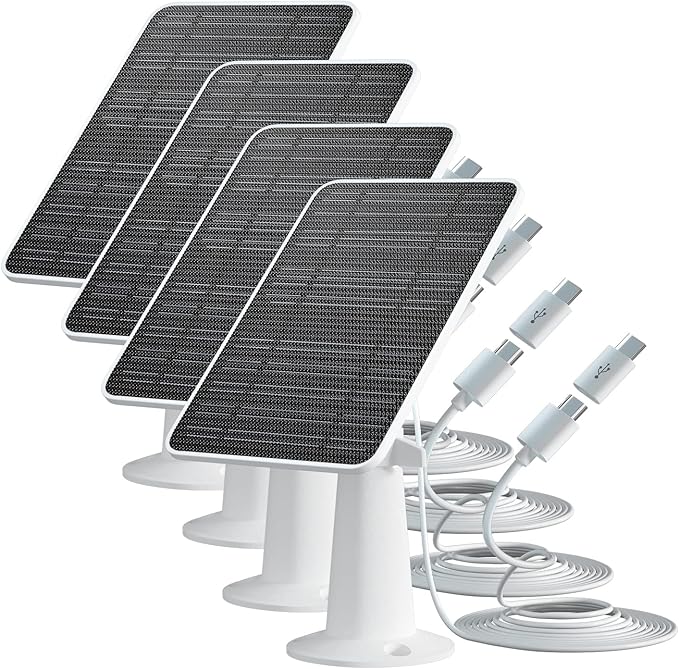Solar Panel Charger Compatible with Eufycam 3/3C/2C/2C Pro/E40/E20/2/2 Pro/E/L20/L40/Solo/SoloCam Spotlight 5W Solar Panel for Eufy Camera Micro USB &amp USB-C Port 9.8ft Cable P65 Waterproof 4