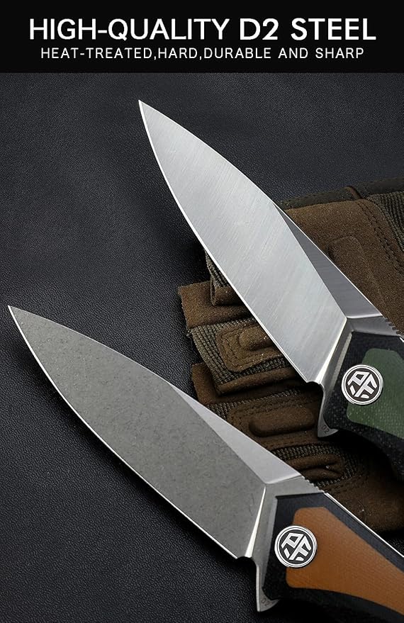 Petrified fish PF838 D2 steel folding knife outdoor tactical pocket knives G10 handle camping hunting Cutter EDC tool (Brown Stonewash)