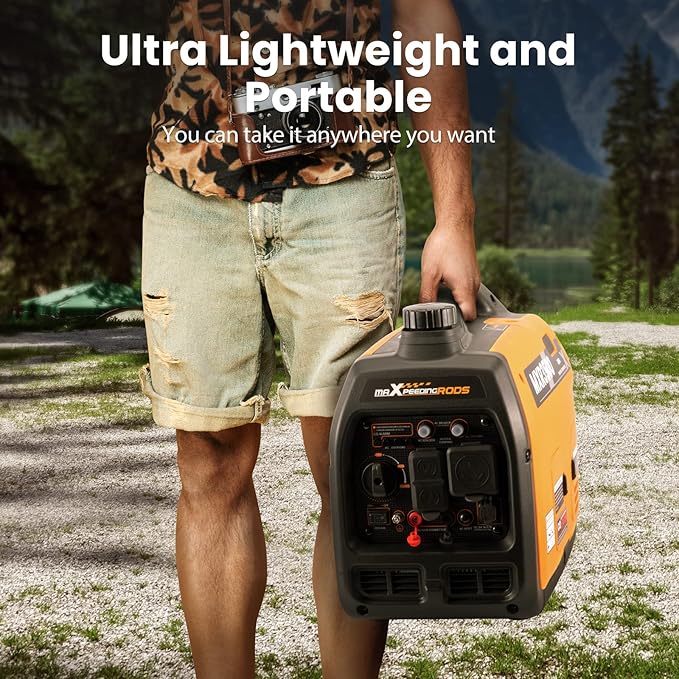 MaXpeedingrods 3500 Watt Portable Inverter Generator Gas Powered EPA Compliant Compact and Lightweight for Home Backup Power Outdoor Camping RV and Trailer