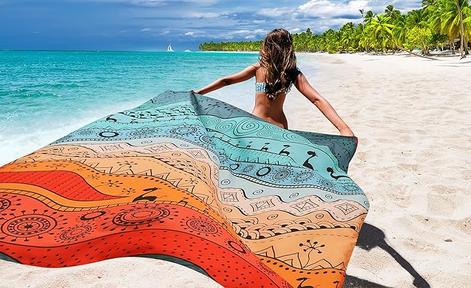 Beach Blanket Waterproof Sandproof Beach Mat 79 X 83/10'x9'for 2-8 Adults Quick Drying Outdoor Picnic Mat Beach Accessories for Travel Camping Hiking