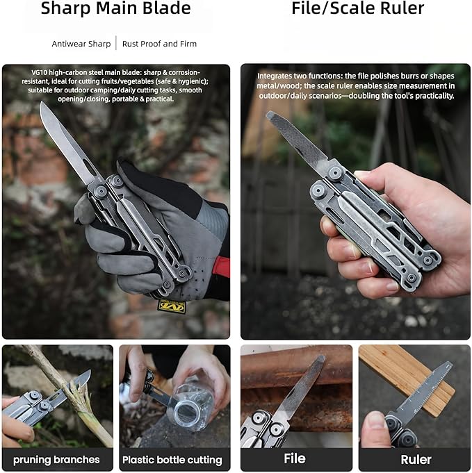 Multi Tool 26-in-1 Full-Size Lightweight EDC Multi-Purpose Pliers With Safety Locking Tactical Gear Nylon Bag Tools Gifts for Guys Gifts for Hunters Men who have Everything (Black)