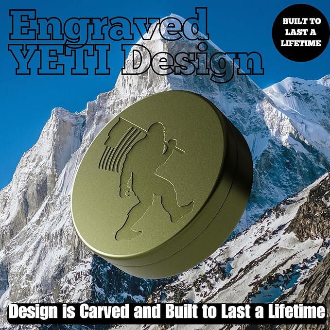 ZPACK Metal Pouch Can | Bigfoot Yeti | Premium Aircraft-Grade Aluminum Container with Magnetic Closure | Slim EDC Pocket Tin | Carved Engraved Design | Gift for Him (Forest Green)