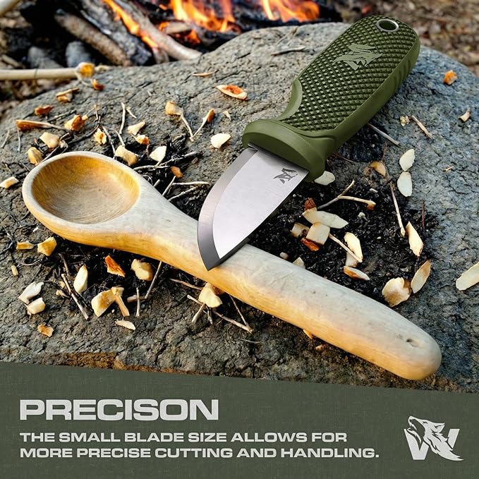 ODENWOLF W-MINI 2 - EDC Neck Knife with Sheath and Necklace - Small EDC Fixed Blade Knife Necklace and Belt Clip - Pocket Fixed Blade Knives - Full Tang Neck Knife with Sheath Tactical + Fire Starter
