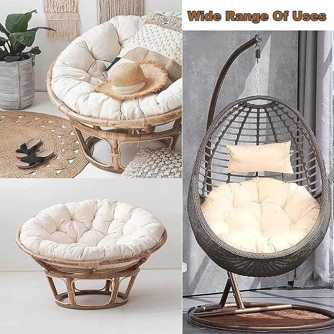 Egg Chair Cushion Hanging Basket Chair Pads Wicker Rattan Hanging Seat Cushions with headrest Pillow Washable for Indoor OutdoorA7126cm