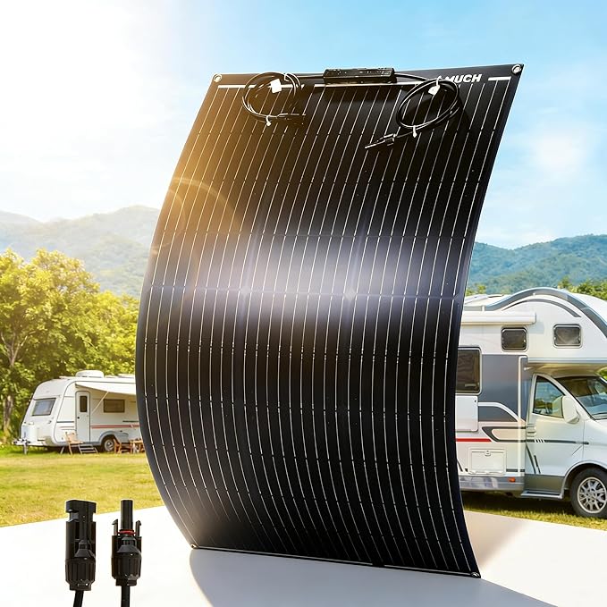 100W Flexible Solar Panel Bendable 12V Monocrystalline Ultra-Flexible Bendable Mono Off-Grid Charger for Marine RV Cabin Van Car Boat Curve Surfaces