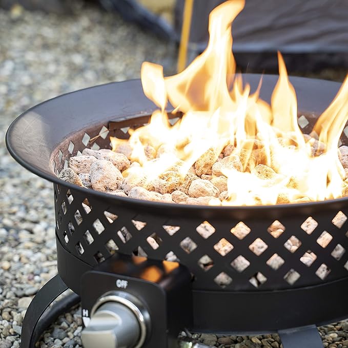 Bond Manufacturing 67836 54000 BTU Aurora Camping Backyard Tailgating Hunting and Patio. Locking Lid &amp Carry Handle Portable Steel Propane Gas Fire Pit Outdoor Firebowl 18.5 Bronze