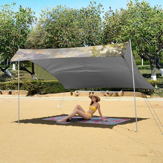 ALAZA White Wine Barrel on Vineyard Beach Tent Sun Shelter Portable Canopy Sunshade for Outdoor Camping Picnics Backyard Fun 10x9 ft