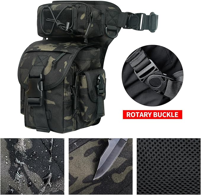 Tactical Dropper Leg Waist Pack Multi-Purpose Waterproof Outdoor Camping ECD Toolkit for Urban Commuting Camping and Fishing