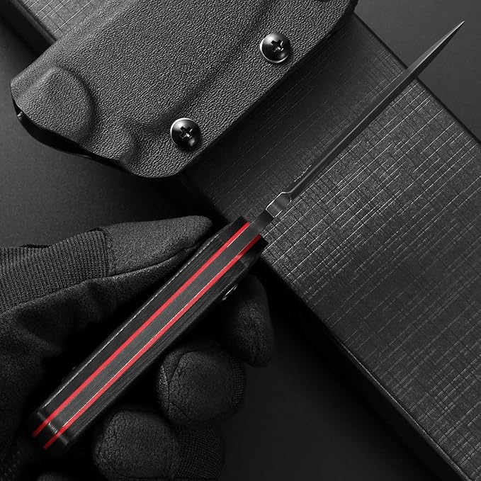 Eafengrow EF121 EDC Fixed Blade Knife D2 Blade Steel G10 Handle with Kydex Sheaths for Outdoor Activities Camping