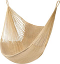Handwoven Hanging Chair by Yellow Leaf Hammocks - Fits 1 Person 330lb Max - Kick Back for Full-Body Recline - Weathersafe Ultra Soft Hang Anywhere - Color: Natural Khaki