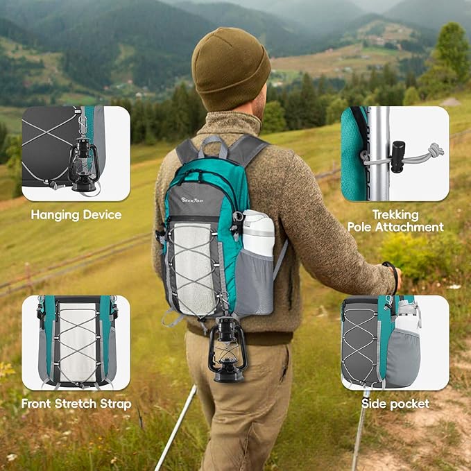 Seektop 20L Foldable Waterproof Hiking Backpack Ultralight Small Lightweight Daypack Packable Backpack for Men Woman