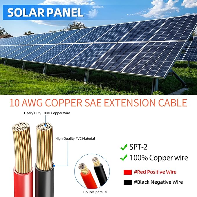 10 AWG 30 FT SAE Connector to SAE Battery Extension Cable Pure Copper 10 Gauge Power Quick Connect Cable for Cars Motorcycles Solar Panels RV