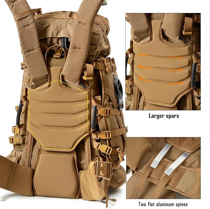 MT Military Army Large Rucksack with Detacheable Assault Backpack Hydration Pack Shoulder Straps and Waist Belt Metal Frame | Detacheable Hydration Pack Shoulder Straps Waist Belt Metal Frame