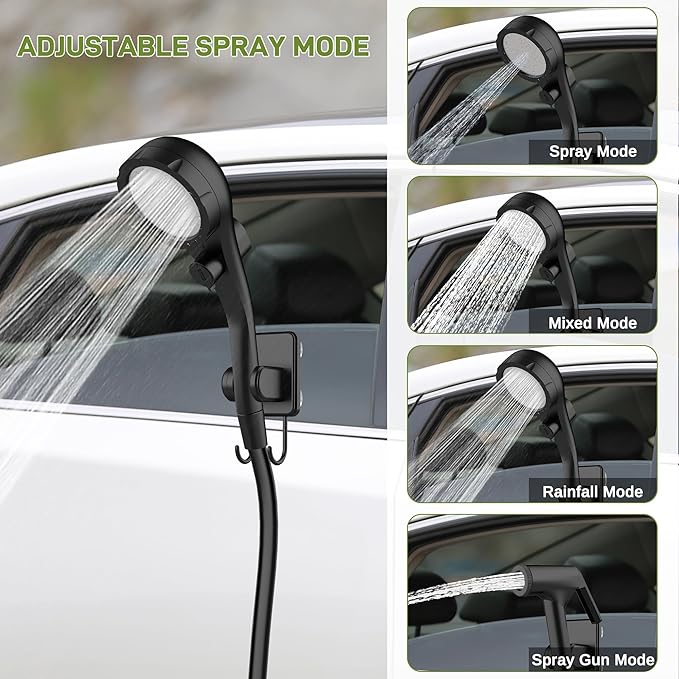 Portable Camping Shower Pop Up Privacy Tent Kit with LED Light and Foldable Toilet 6000mAh LCD Screen Shower Pump 5.3 Gallons Bucket Outdoor Shower for Hiking Travel Car
